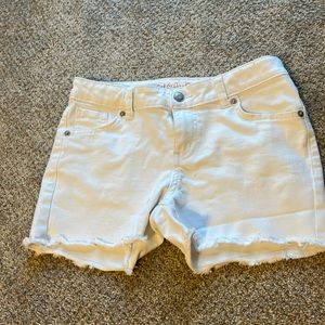 White jean shorts, from: target, size: youth L